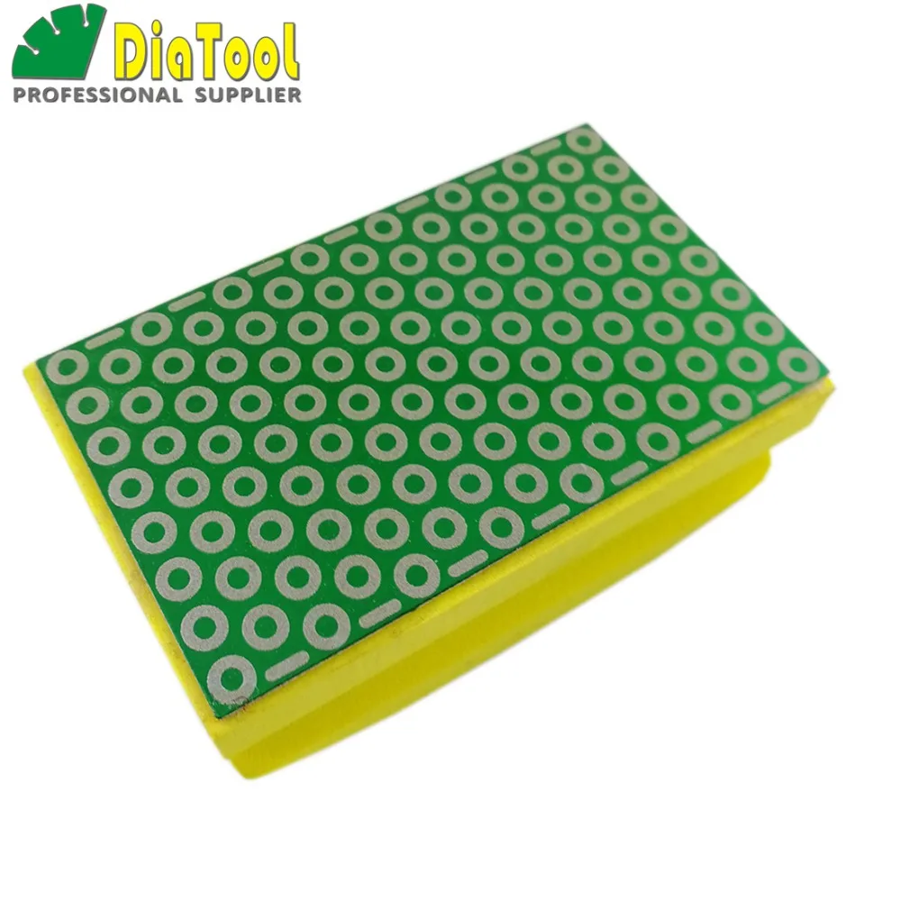 SHDIATOOL Coated Diamond Hand Polishing Pad Grit #400 90X55MM Hard Foam Body Manual Grinding Block For Marble Granite Tile Stone