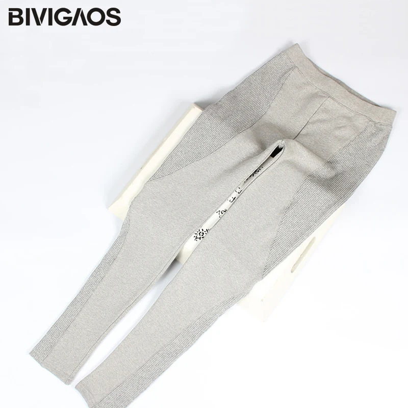 BIVIGAOS New Women Leggings Korean Thread Cotton Stitching Legging Pants Workout Leggings Micro Pressure Slim Pencil Pants Women