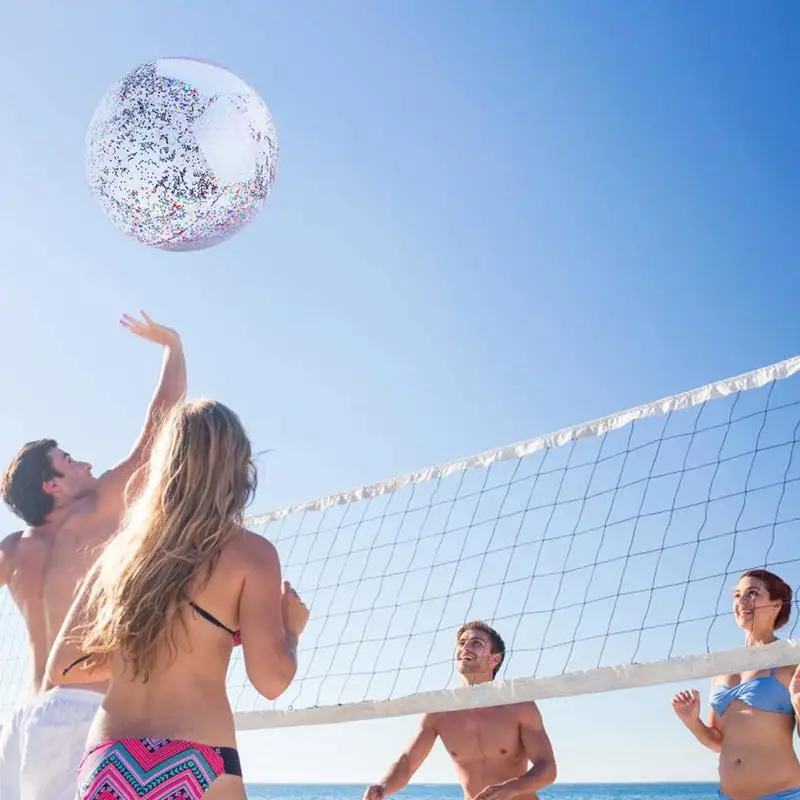 60cm Inflatable Glitter Confetti Beach Ball Pool Toys Balls for Kids Adult Outdoor Summer Water Fun Toys Volleyball Football