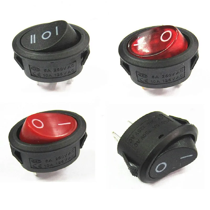 5pcs Power Supply Rocker Switch Electric Kettle 2 3 Pin 2 3 Level 250V 6A OFF-ON Black Red Multifunctional Accessories