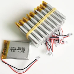 10 sztuk 3.7V 500mAh litowo-polimerowa LiPo akumulator JST 1.0mm 3pin złącze 582535 dla Mp3 GPS kamera bluetooth zegarek