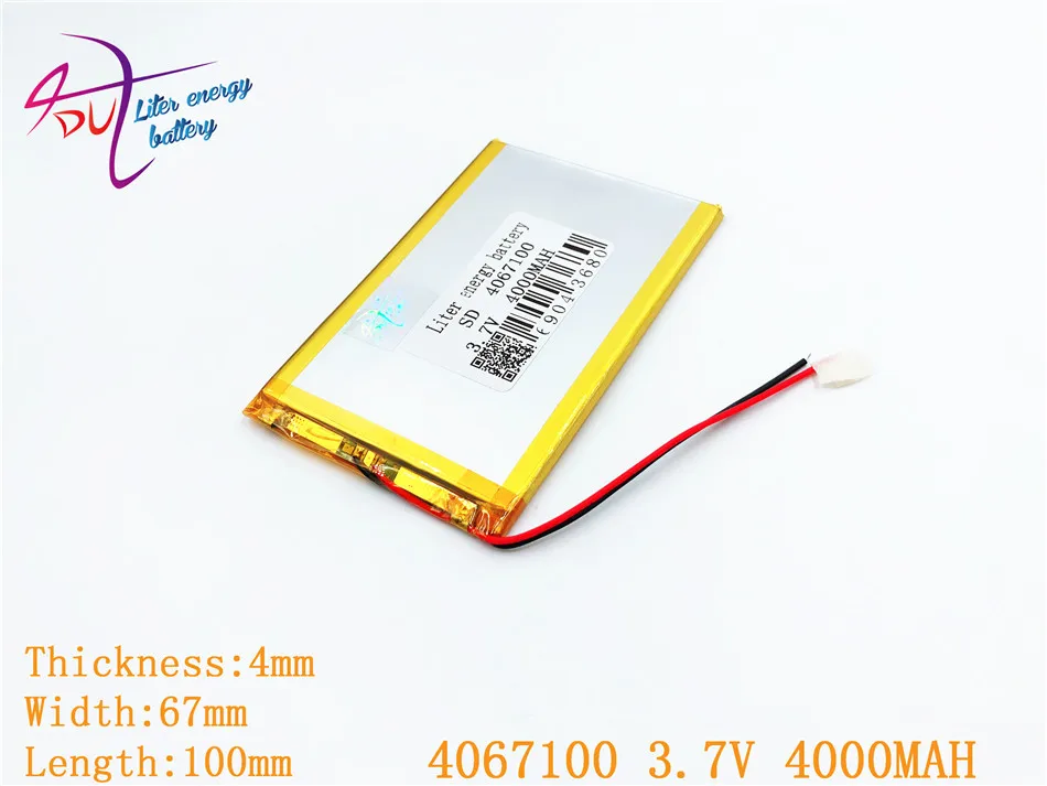 

Liter energy battery polymer lithium ion battery shipping tablet VX610W 3.7V 4067100 4000mah 4065100 The tablet battery