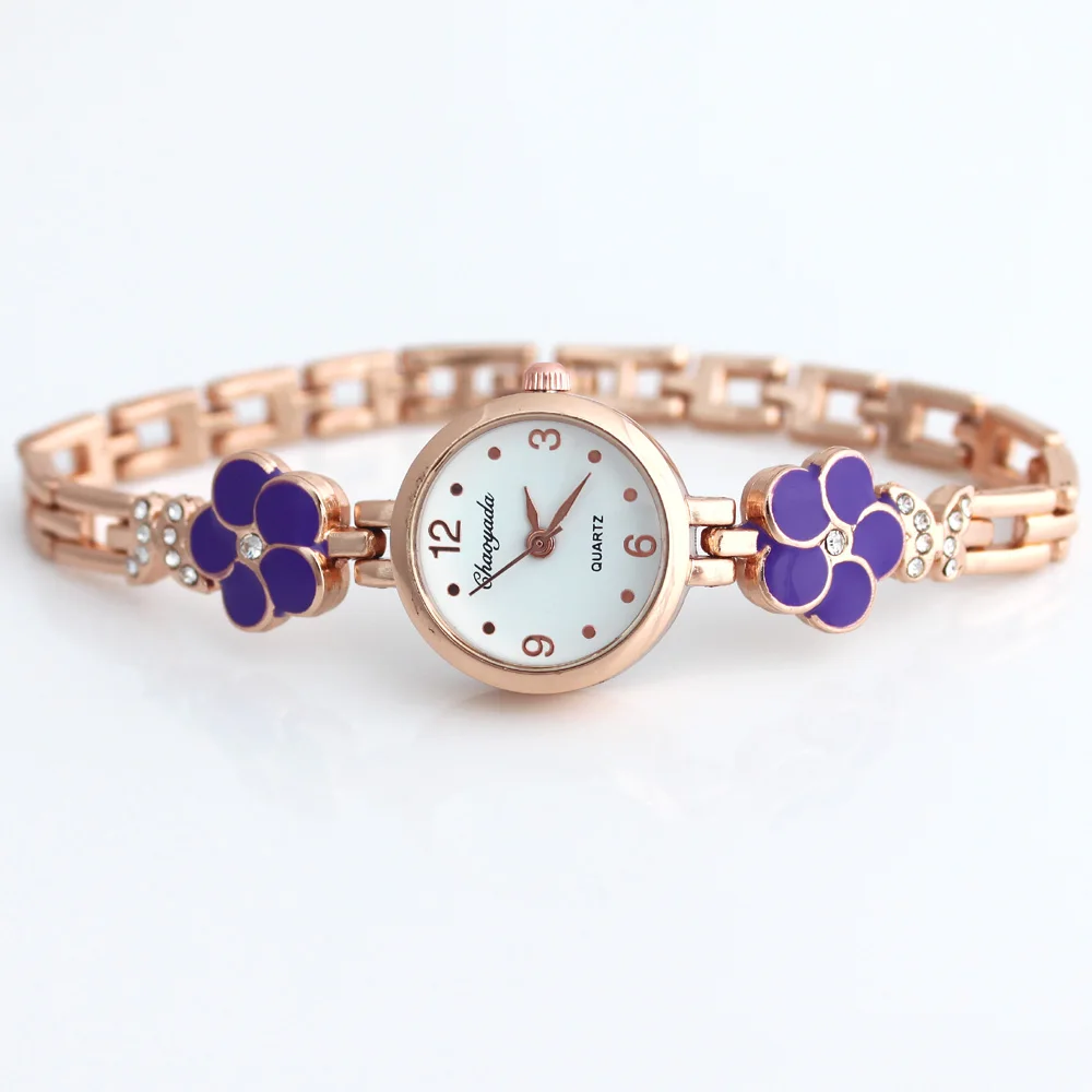 Luxury Fashion Metal Strap High Quality Classic Crystal Butterfly Flowers Watch Novelty Student/women Watch Ladies Bracelet O120