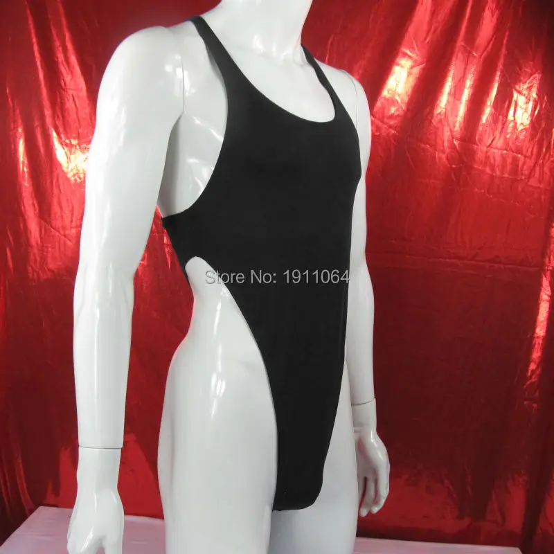 Mens G428B Thong Bodysuit High Cut Racer Back Stretchy Jersey Spandex