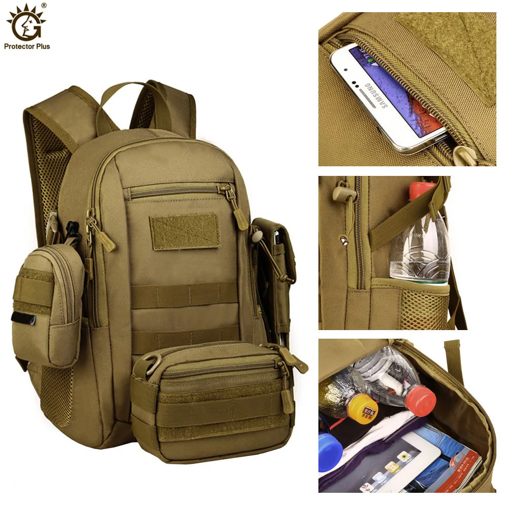 Mochila 3D de nailon impermeable para mujer, morral Molle, táctico, informal, pequeña, 12L