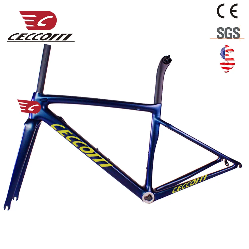 CECCOTTI-Carbon Chameleon Road Bike Frame, V Brake Cycling Bicycle Racing Aerolight Frameset