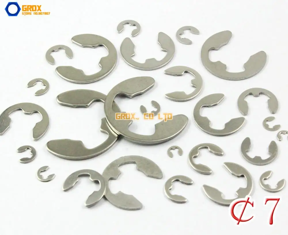 

100 Pieces 7mm 304 Stainless Steel E Circlip Retaining Ring