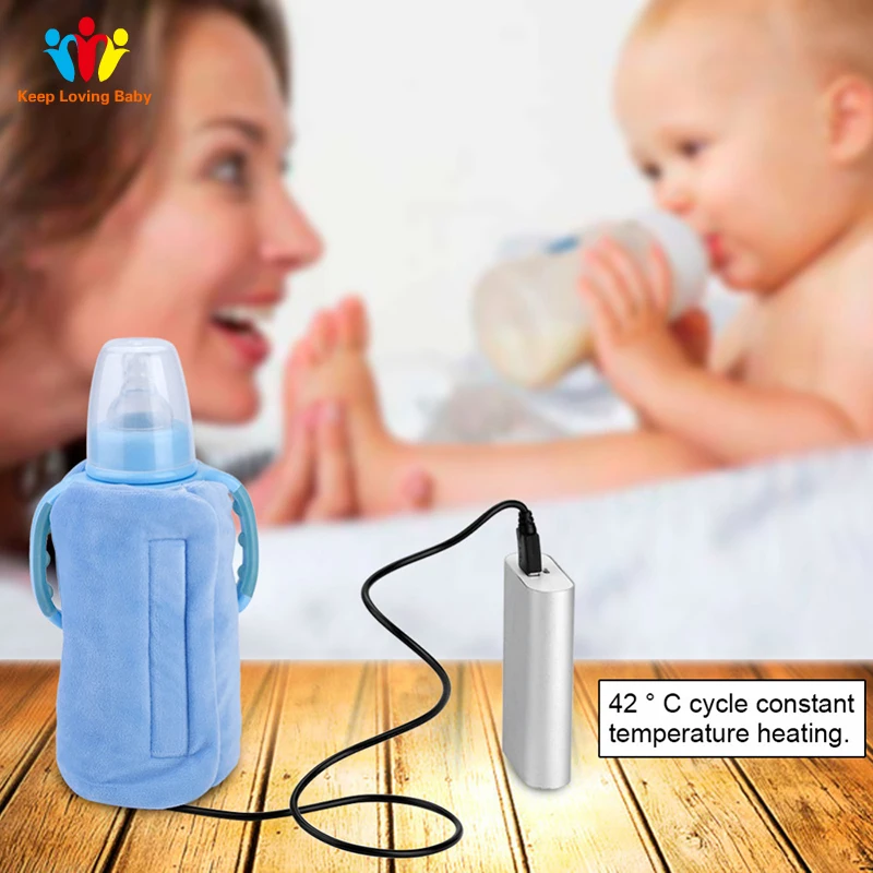 New USB Baby Bottle Warmer Portable Travel Milk Warmer Infant Feeding Bottle Heated Cover Insulation Thermostat Food Heater