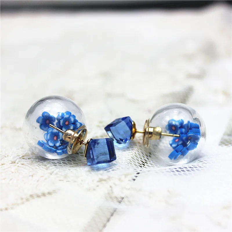 2019 summer style  fashion brand jewelry box crystal stud earrings for women glass beads cute fruit or flower earring