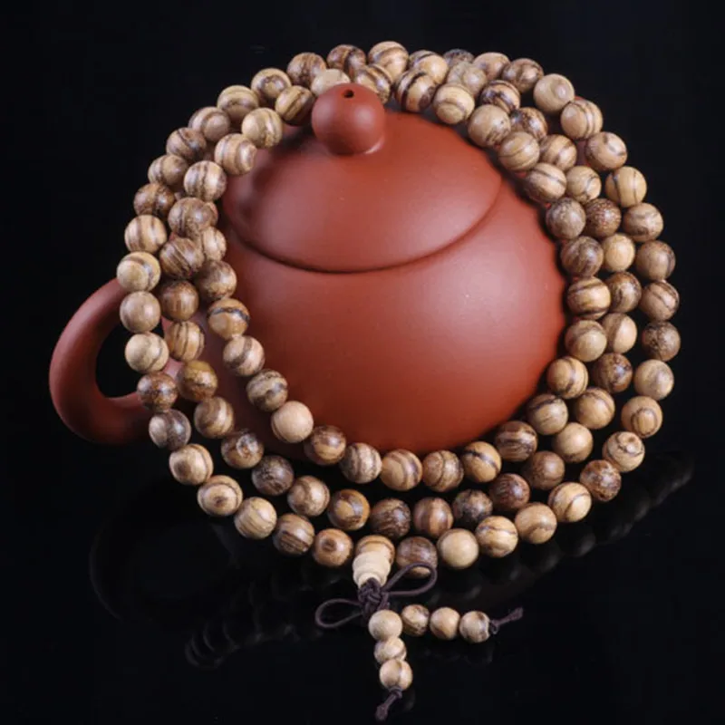 Sennier Natural Vietnamese agarwood incense 108 beads 6mm 8mm Buddha prayer malas beads bracelets  Rosary Wooden Bangle jewelry