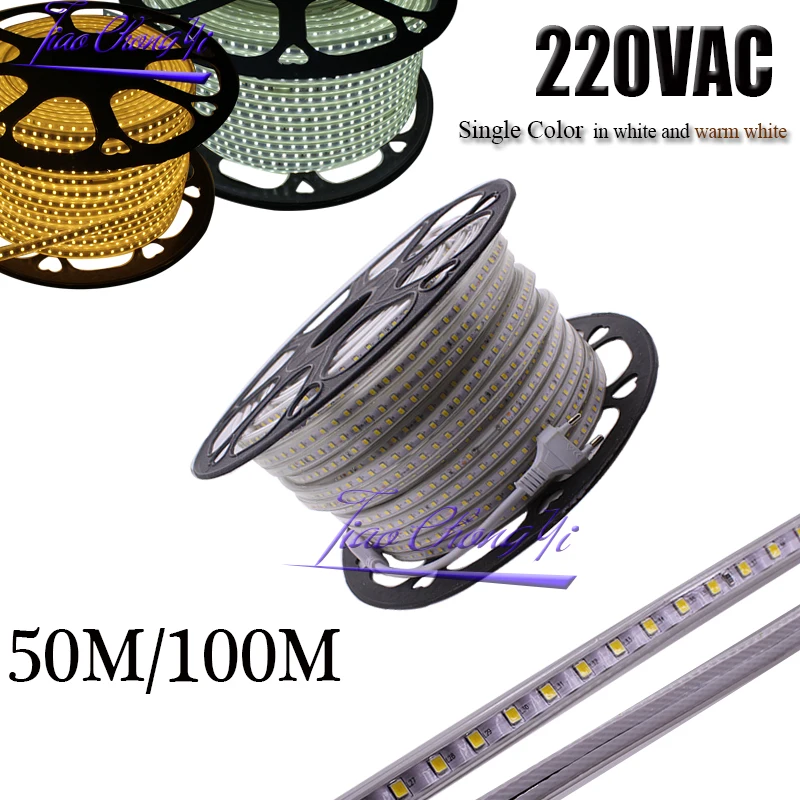 220V  Led Strip 2835 100Leds/M IP67 Waterproof With Power Adapter Flexible LED Tape Ribbon Outdoor 50M/rolls,100M/rolls