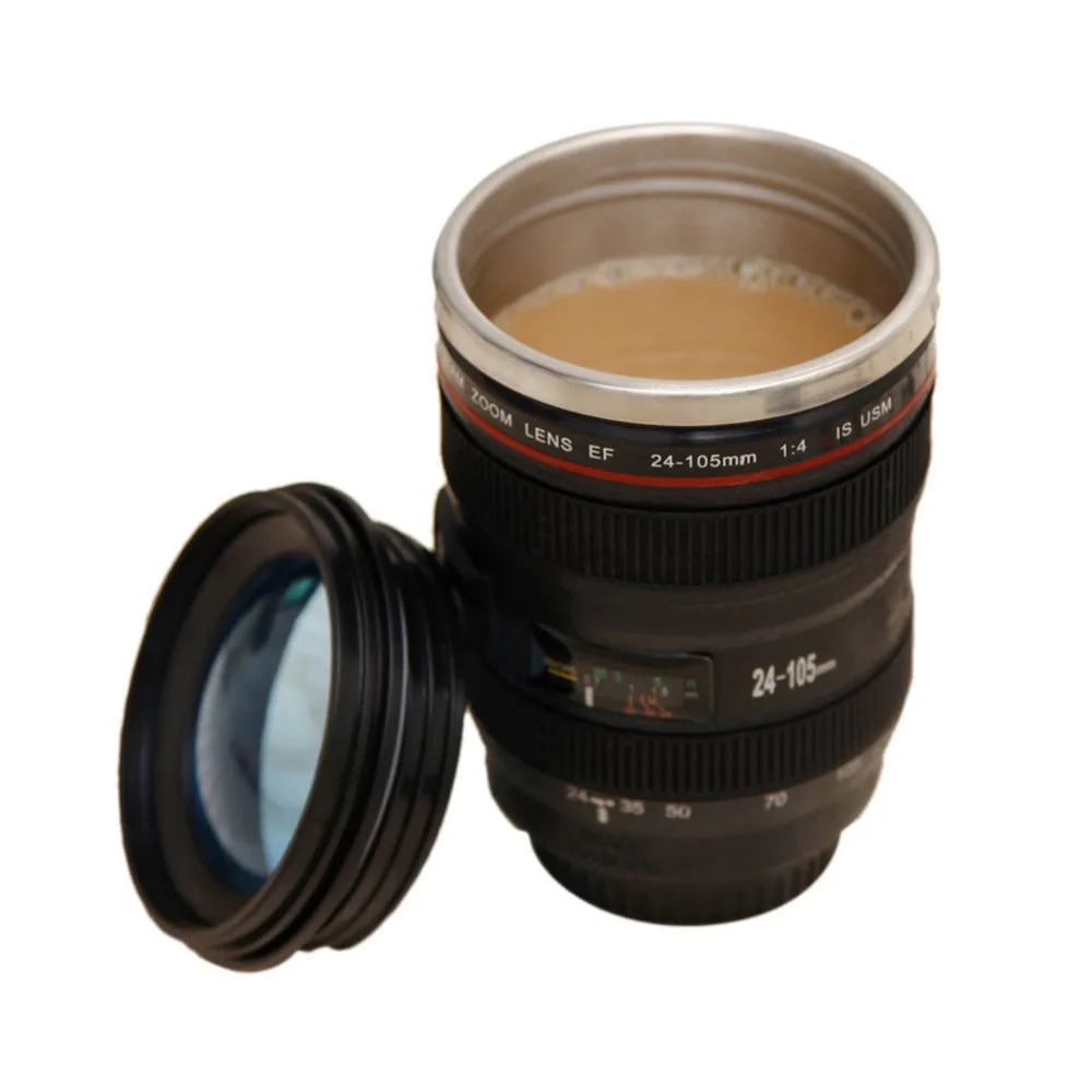 Camera Lens Cup 24-105 Cà Phê Trà Mug Thép Không Gỉ Phích & Nắp Ống Kính