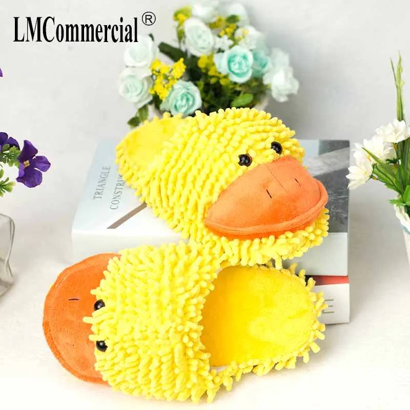 Yellow duck Lovers Warm Woman Slippers Winter Plush Home Floor Shoes House Slippers Children men women home shoes indoor