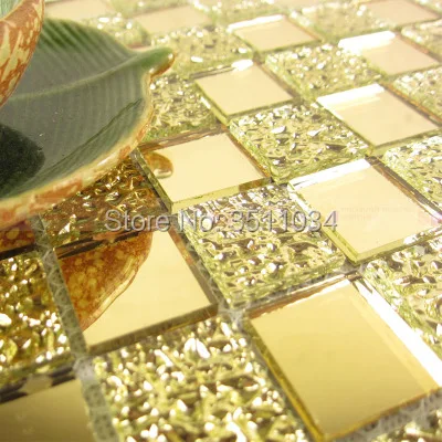 New coming Gold color Glass Tile Mosaic  1box 11 pieces Glass Mosaic Tile 12 x 12