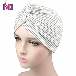 Turban à rayures pour femmes, couvre-chef, Turban, respirant, torsadé, musulman, chapeau, Hijab, accessoires pour cheveux