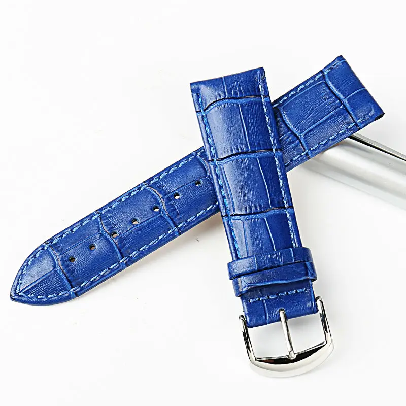 MAIKES Genuine Leather Watch Strap Blue 16 18 20 22mm Watch Band Women\'s Watch Accessories Bracelet Belt