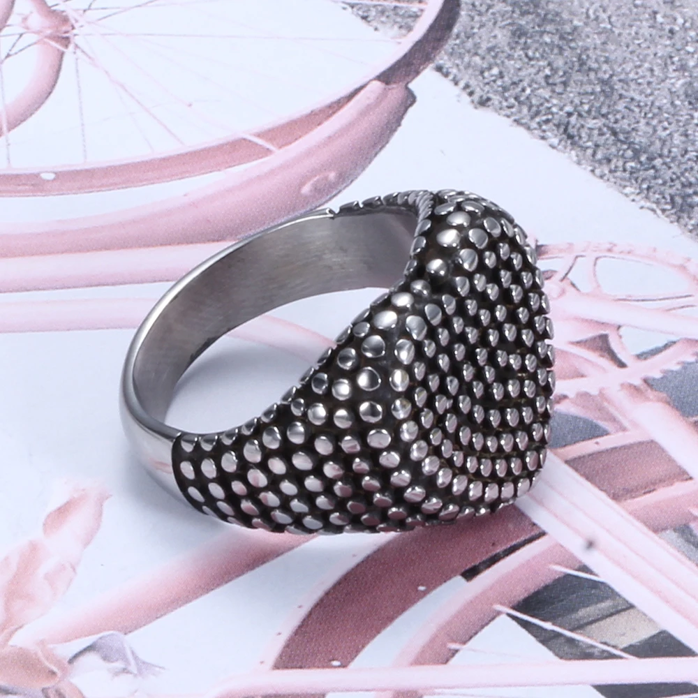 New Heart Black Small Dot  Stainless Steel Jewelry Ring Size 7-12 Punk Rock Mens Biker Rings Vintage Gothic Jewelry For Men