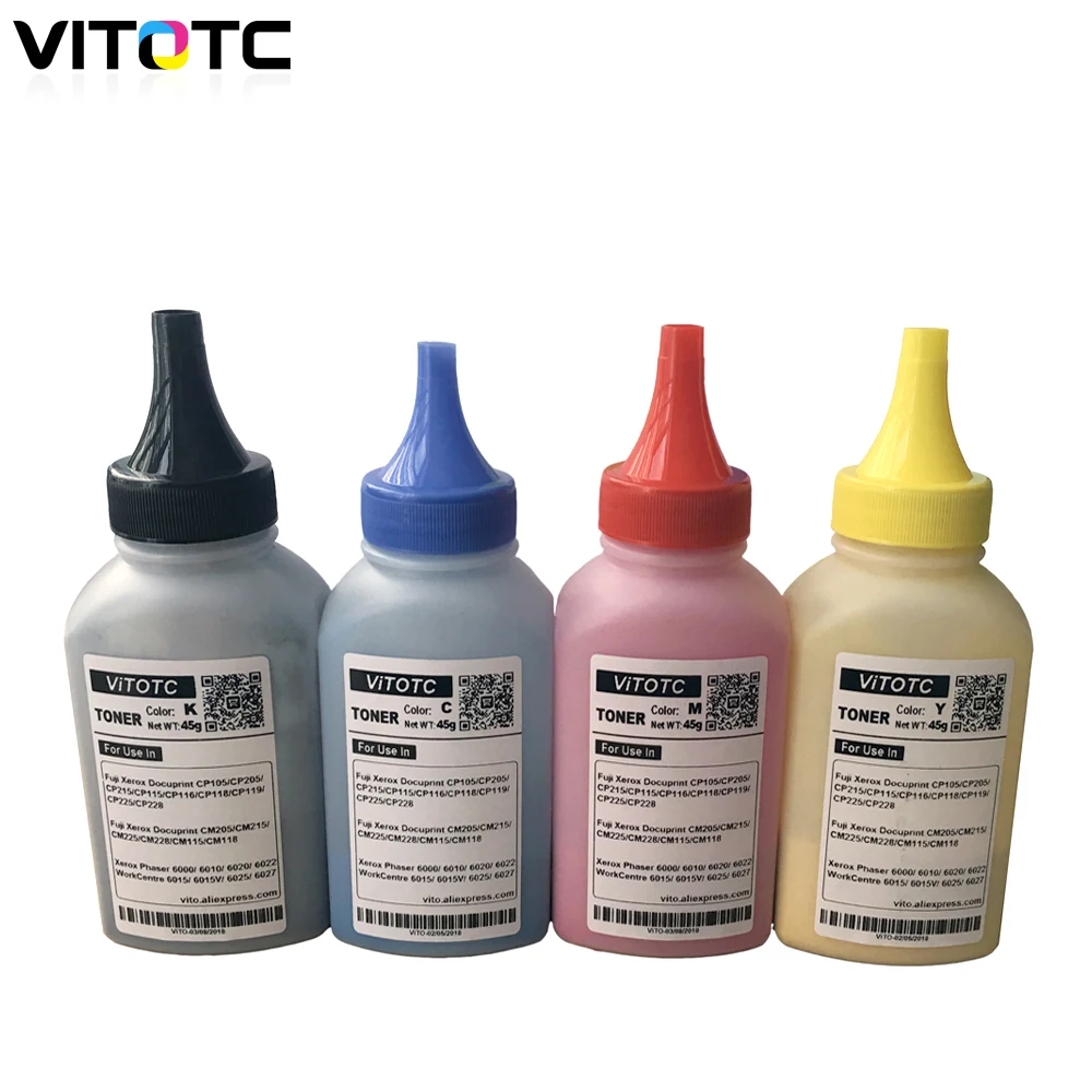 4 ألوان مسحوق حبر EA المعبأ في زجاجات + 4 رقاقة خرطوشة لزيروكس فيزر 6020 6022 وورك سنتر 6025 6027 مسحوق طابعة ليزر إعادة التعبئة