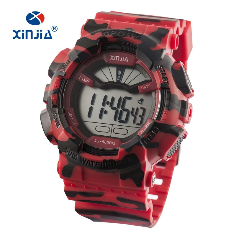 2020 New XINJIA Military Watches Army Camouflage Sports LCD Digital Men\'s Outdoor Shock Resistant Waterproof 50M Relogio Diver