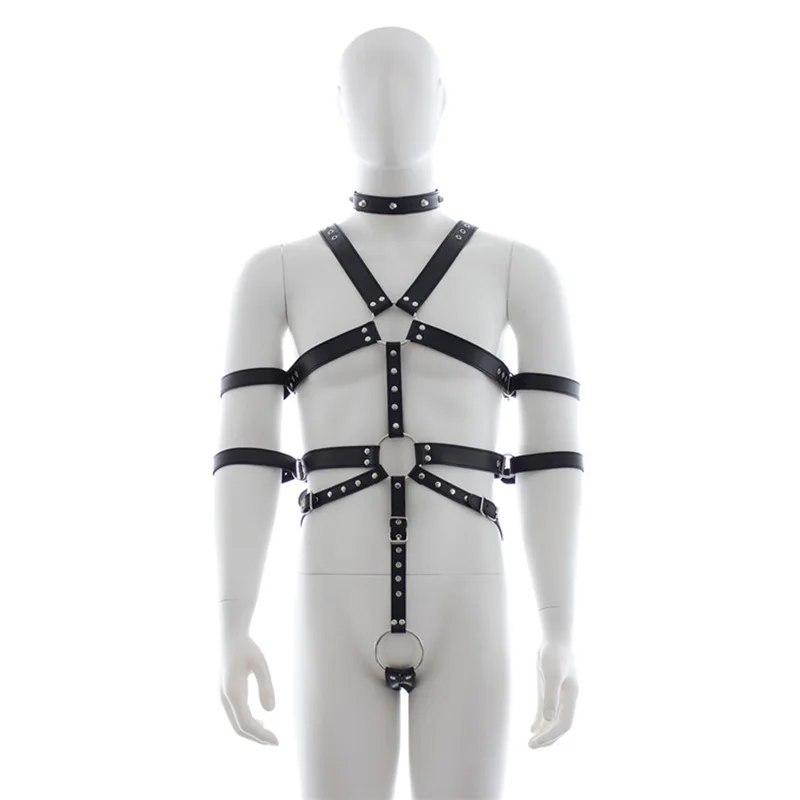 

Adults Game Male Bondage Restraints Leather Bondage Gear Harness Slave Body Chastity Cock Ring Sex Restraint Toys for Men