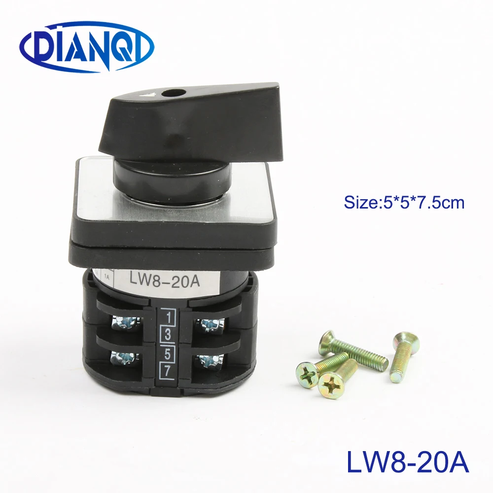 lw8 changeover switch lw8-20/2 20a 380v Universal Changeover combination switch 3 position 2 knots black colour