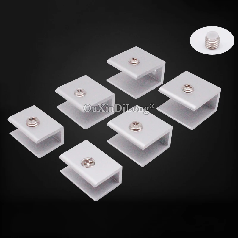 Brand New 50PCS Aluminium Alloy Glass Clamps Clips Glass Fixed Holder Shelf Support Brackets Connectors 3 Sizes for Choose