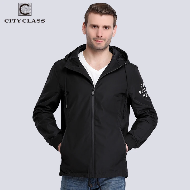 CITY CLASS New Quotes Spring Autumn Windbreaker Mens Jackets Coats Waterproof  Hooded Print Letters Printed Trench Outwear 3789