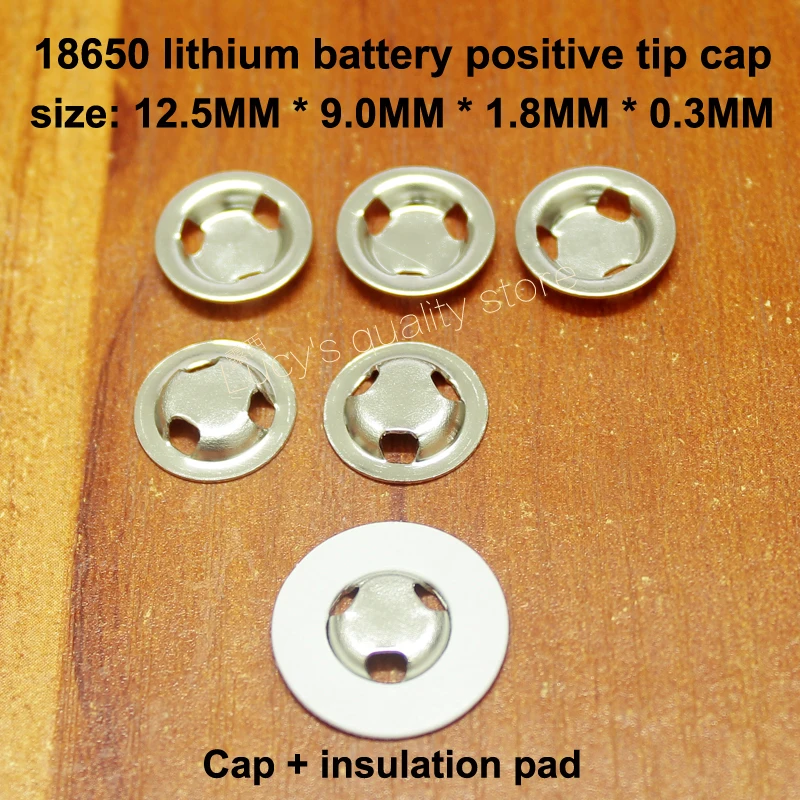 100pcs/lot 18650 lithium battery positive spot weld tip flat cap positive ear three hole tip cap battery accessories