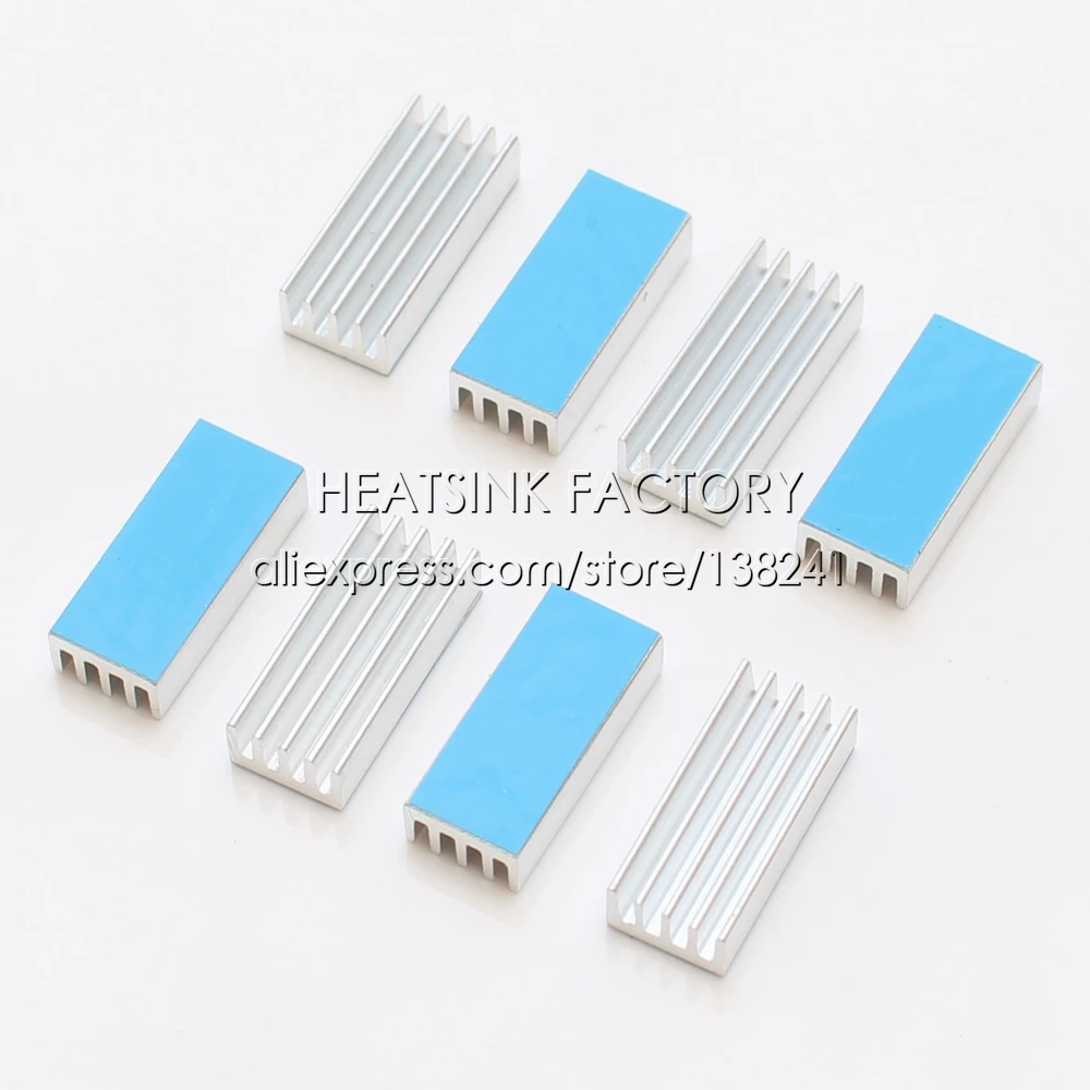 HEATSINK FACTORY 40pcs Small 20*8.8*5mm Silver Heatsink Aluminum Heat Sink Radiator Cooler With Thermal Pad