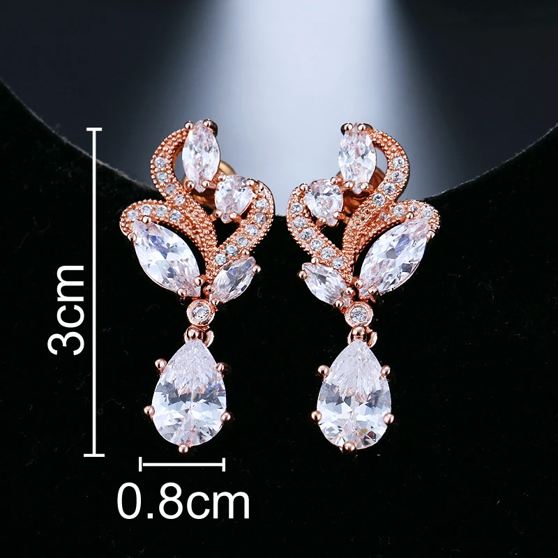 Emmaya Elegant Marquise Stone Cluster Flower Earring Pear Shape Cubic Zirconia Dangle Earrings for Women Party Jewelry