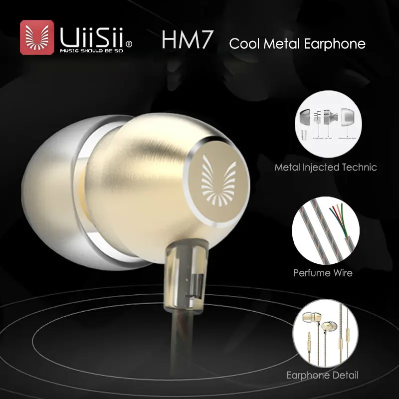 UiiSii HM7/HM6 In-Ear หูฟังโลหะสเตอริโอ Super Bass หูฟังพร้อมไมโครโฟน3.5มม.สำหรับ iPhone/samsung IOS โทรศัพท์ Android
