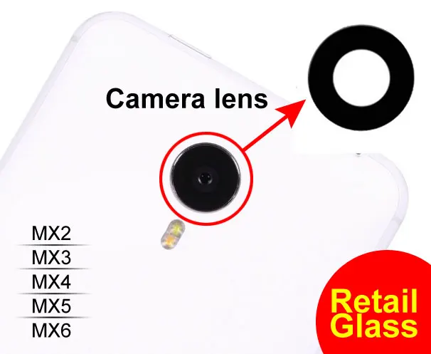 Ymitn New Retail Back Rear Camera lens glass with Adhesives For Meizu MX2 / MX3 / MX4 / MX5 / MX6 Replacement Parts