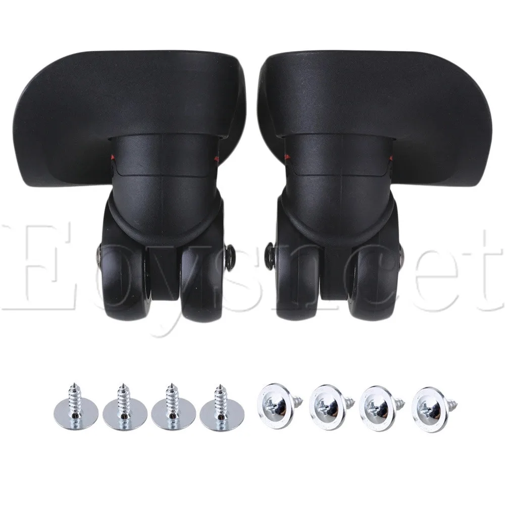 1 Pair (L&R) 100x106x47mm DIY Black Swivel Luggage Suitcase Wheel