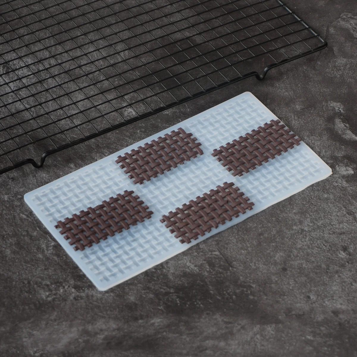 Basket Weave Shape Chocolate Stencil Cake Decorating Silicone Mold Transfer Sheet Baking Stencil Chablon