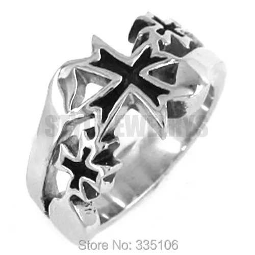 Free shipping! Classic Cross Ring Stainless Steel Jewelry Gothic Motor Biker Ring Punk Ring SWR0197