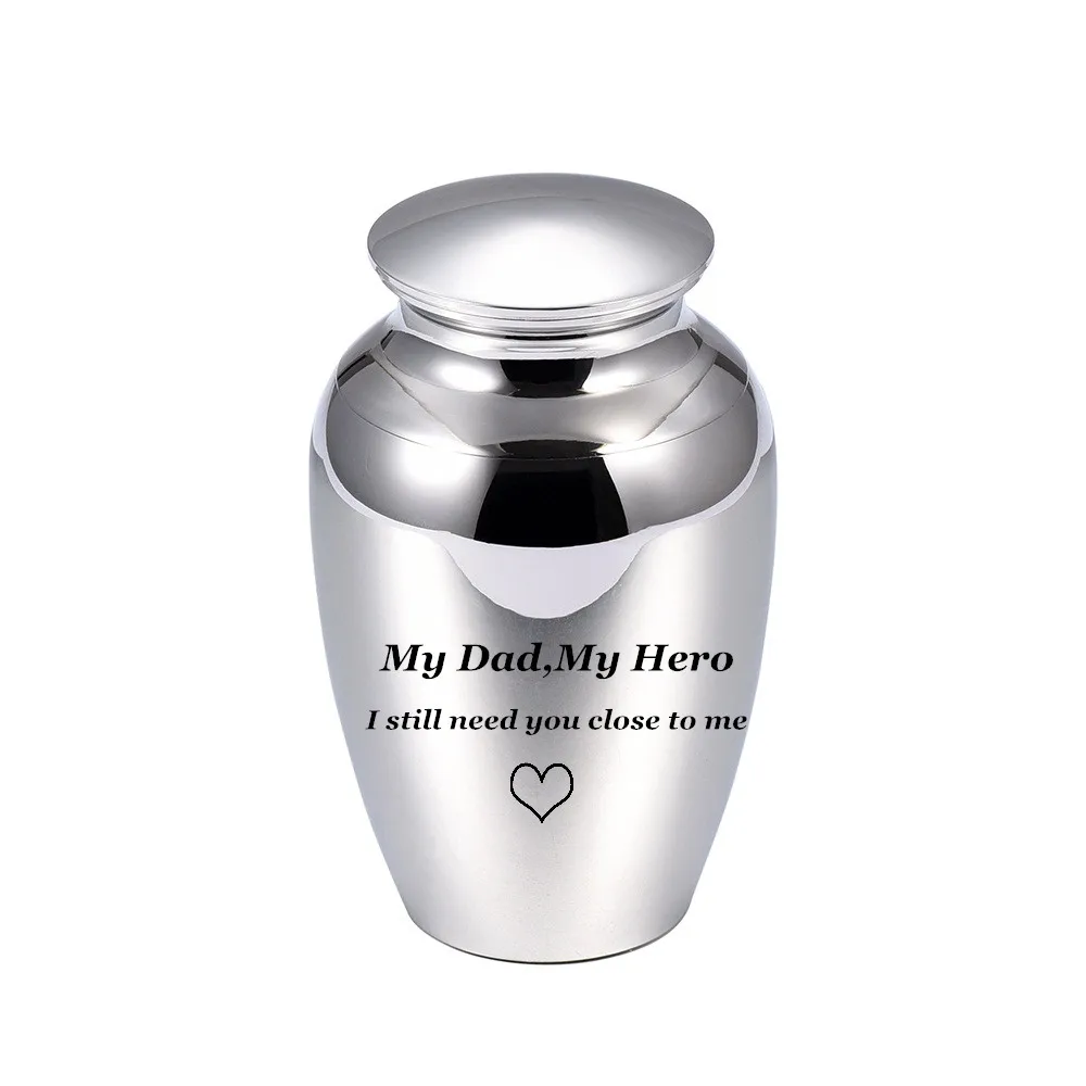 

IJU027 High Polished Stainless Steel Mini Keepsake Urn for Sharing Engrave Small Cremation My Dad's Ash