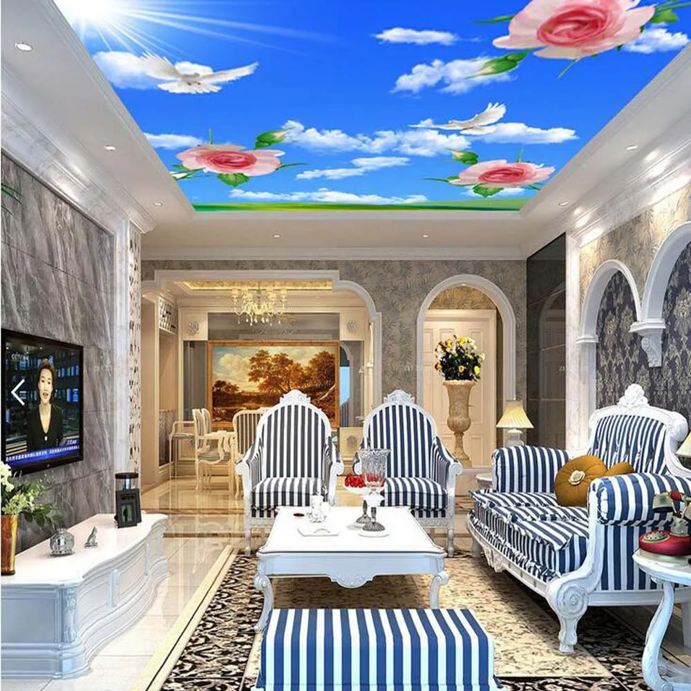 rose pigeon blue sky 3D photo murals wallpapers for ceilings 3d room wallpaper mural living  sitting  wall art decor