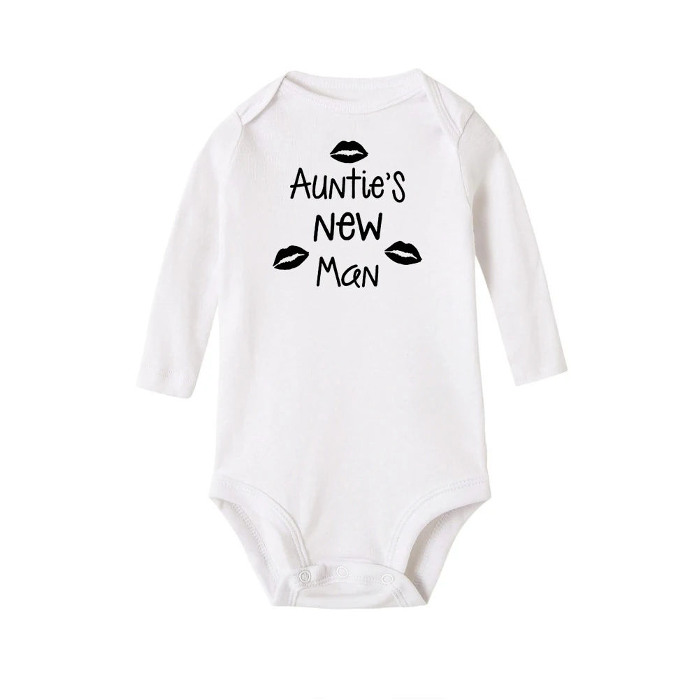 Infant Baby Girl Boy Aunties New Man Outfit Romper Playsuit Clothes Letter Print Soft Toddler Boys Girls Autumn Rompers