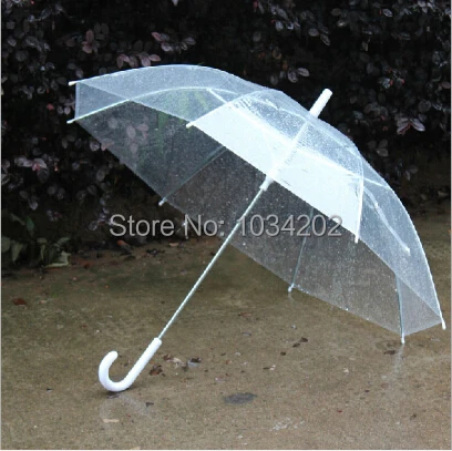 50PCS Wholesale Transparent Umbrellas Clear PVC Umbrellas Long Handle Rainproof Umbrellas #051