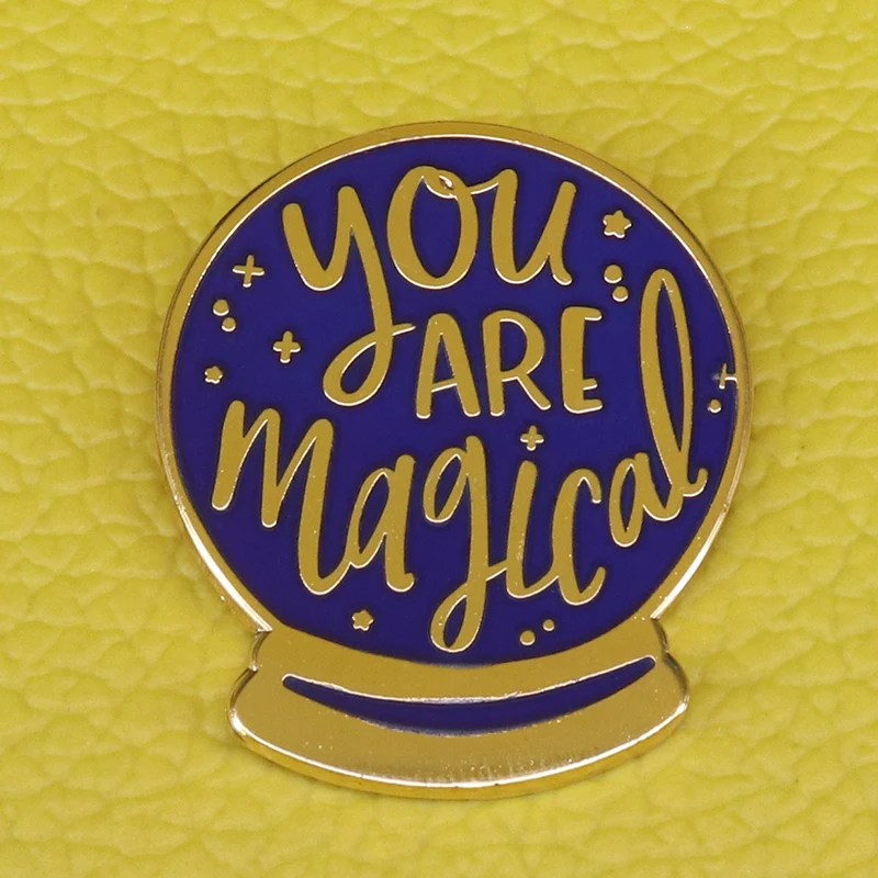 

You are magical lapel pin blue crystal ball brooch cute wizard magic badges sparkly stars pins best friends kids sisters gift