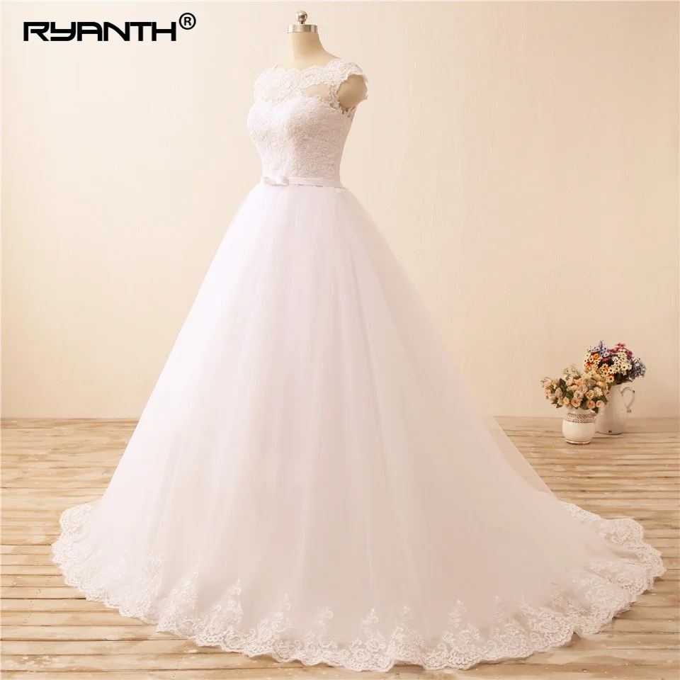 Ryanth Robe de marie Cheap Ball Gown Wedding Dress 2022 In Stock Bow Lace Vestido de noiva Custom Made Vestidos de novia