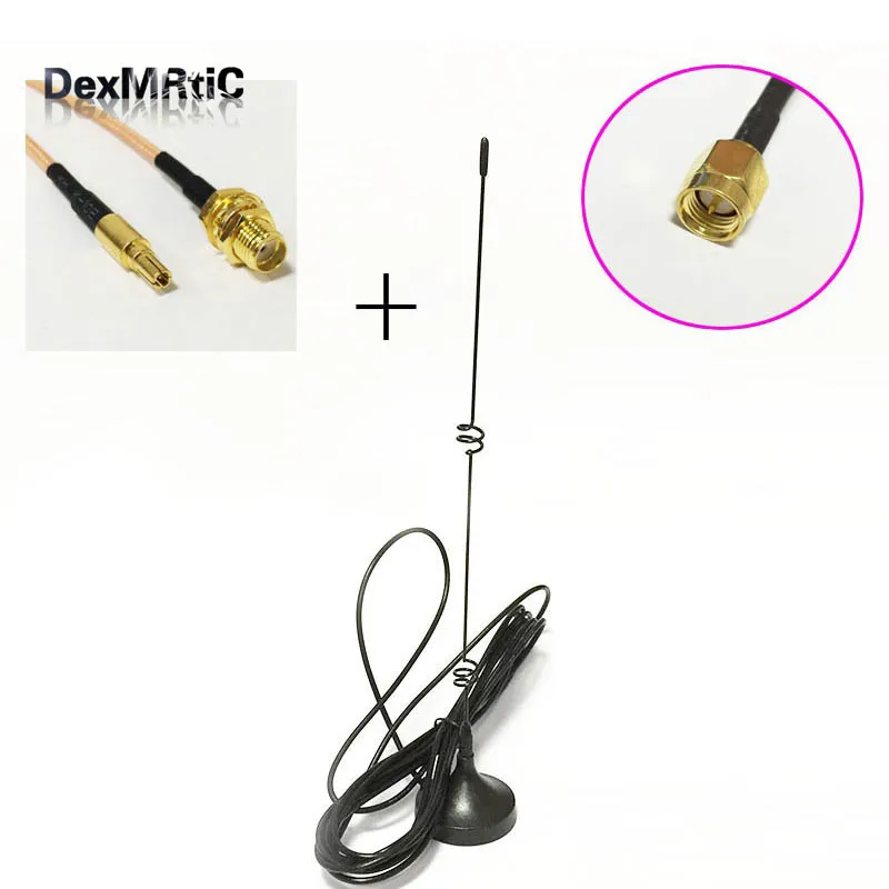 4g 3g Gsm Antenna 6dbi High Gain Magnetic Base With 3meters Cable Sma Male +Sma Female Connector  To Crc9 Male Rg316 Cable 15cm