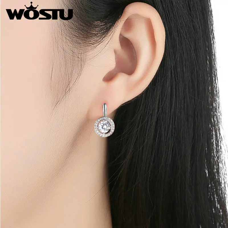 2019 High Quality AAA CZ Crystal White Gold Color Stud Earring for Wedding Romantic Luxury Jewelry XCNE106