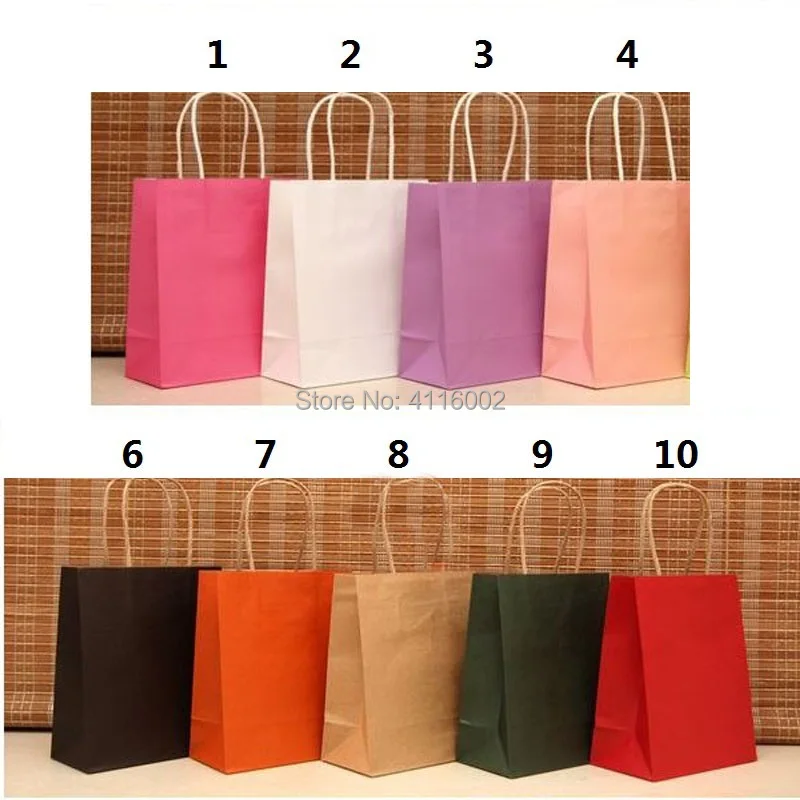 

300pcs/lot Hight Quality Paper Handled Kraft Paper Bags Packing Bag 18x15x8cm Wedding Party Favor Paper Gift Bags