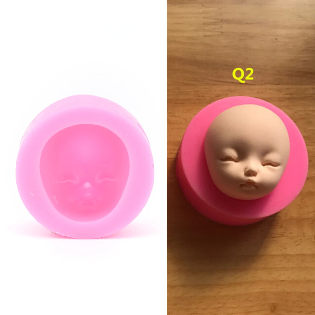 1pc Polymer Clay Resin Baby face girl Head chocolate silicone mold for cake decorating tools