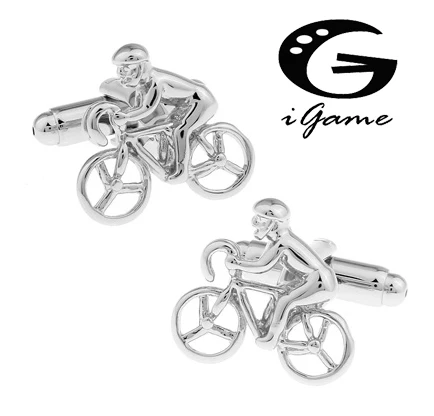 

Factory Price Retail Men Cufflinks Fashion Brass Material Silver Color Bicycle Race Design Cuff Links Free Shipping