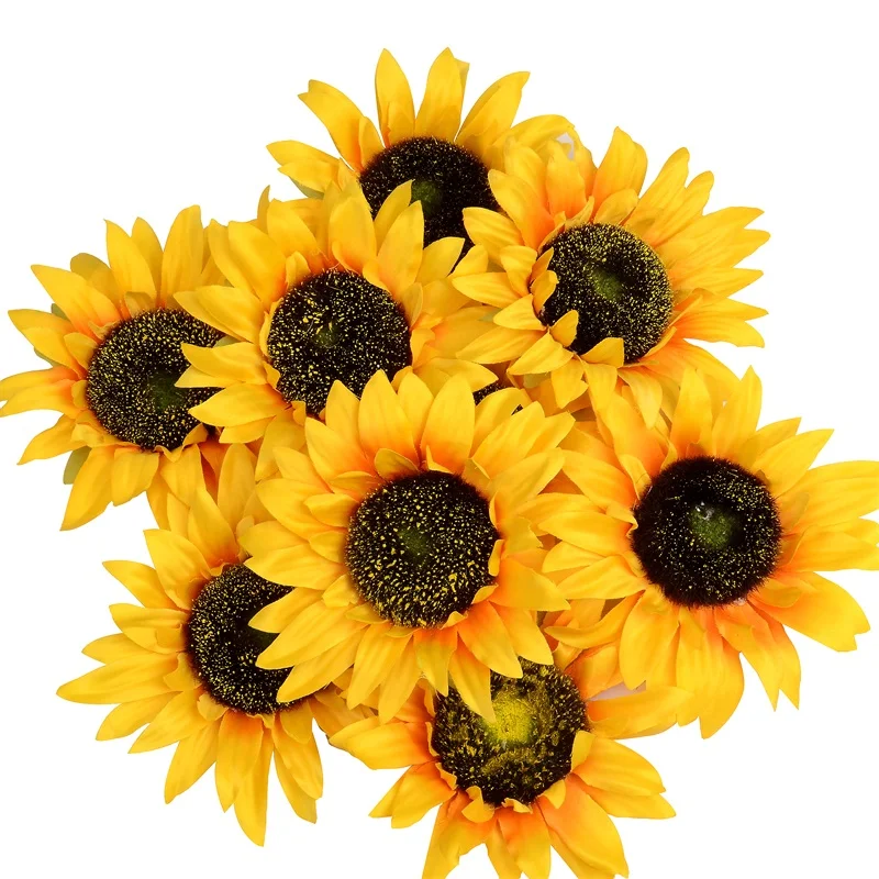 5/20pcs 14cm Silk Artificial Sunflower Flower Heads For Wedding Decoration DIY Wreath Gift Box Scrapbooking Craft Fake Flowers