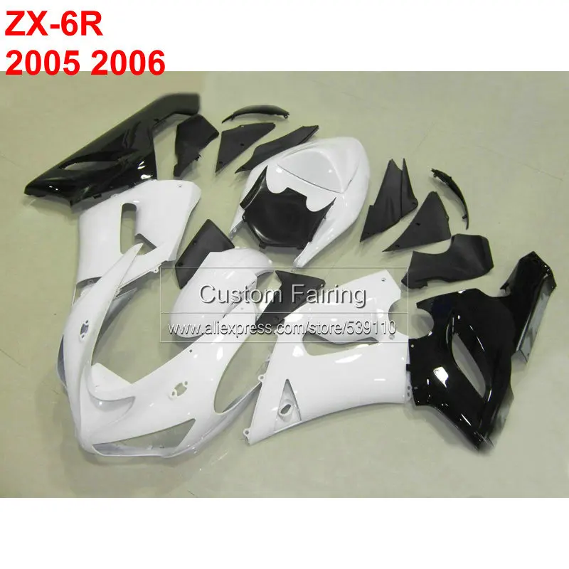 

Motorcycle fairings for Kawasaki zx6r zx 6r Ninja 2005 2006 05 06 white black fairing kit RG78