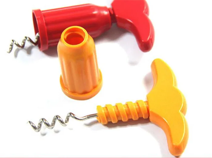 2PC Plastic Red Wine Opener Corkscrew Wine Bottle Opener Cork Puller Remover Champagne Opener Gadgets Bottle Opener OK 0314