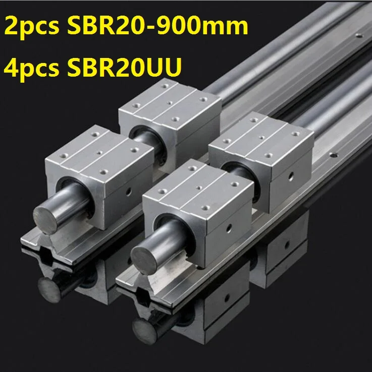 

2pcs SBR20 20mm -L 900mm support guide linear rail + 4pcs SBR20UU linear blocks CNC router linear guide